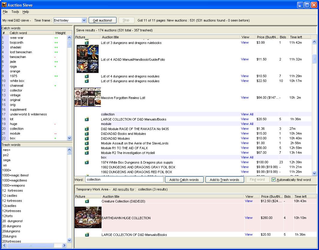 AuctionSieve 2.7.7 screenshot